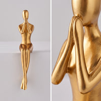 Gilded Gold Faceless Human Figurine Minimalist Resin Figurine Nordic Shelf Ornament Modern for Bookshelf, Entryway, Living Room, Office