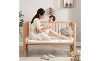 Beech Crib Multifunction Wooden Baby Crib Movable Baby Bed Solid Wood Non Finish for Newborns, Nursery, Bedroom