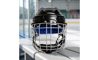 Hockey Helmet with Face Guard Cage Impact-Absorbing Full Face Hockey Helmet Hard Shell for Skaters, Rink