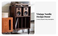 Complimentarystanding Turntable Station with Vinyl Storage unobstructedShelf Design Turntable Station Stable Construction Album Player Stand Cable Management for Music Lovers, Audiophiles, Home Decorators, Entryway, Bedroom
