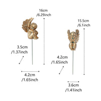 2 Pieces Gilded Angel Pot Decorations Imitation Copper Finish Cherub Garden Stakes Weather Resistant Cherub Plant Picks for Lawn