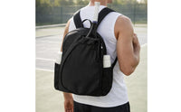Zippered Main Compartment Drawstring Racket Backpack Water-Resistant Tennis Backpack Soft Structured Racket Bag Top Carry Handle for Pickleball, Gym