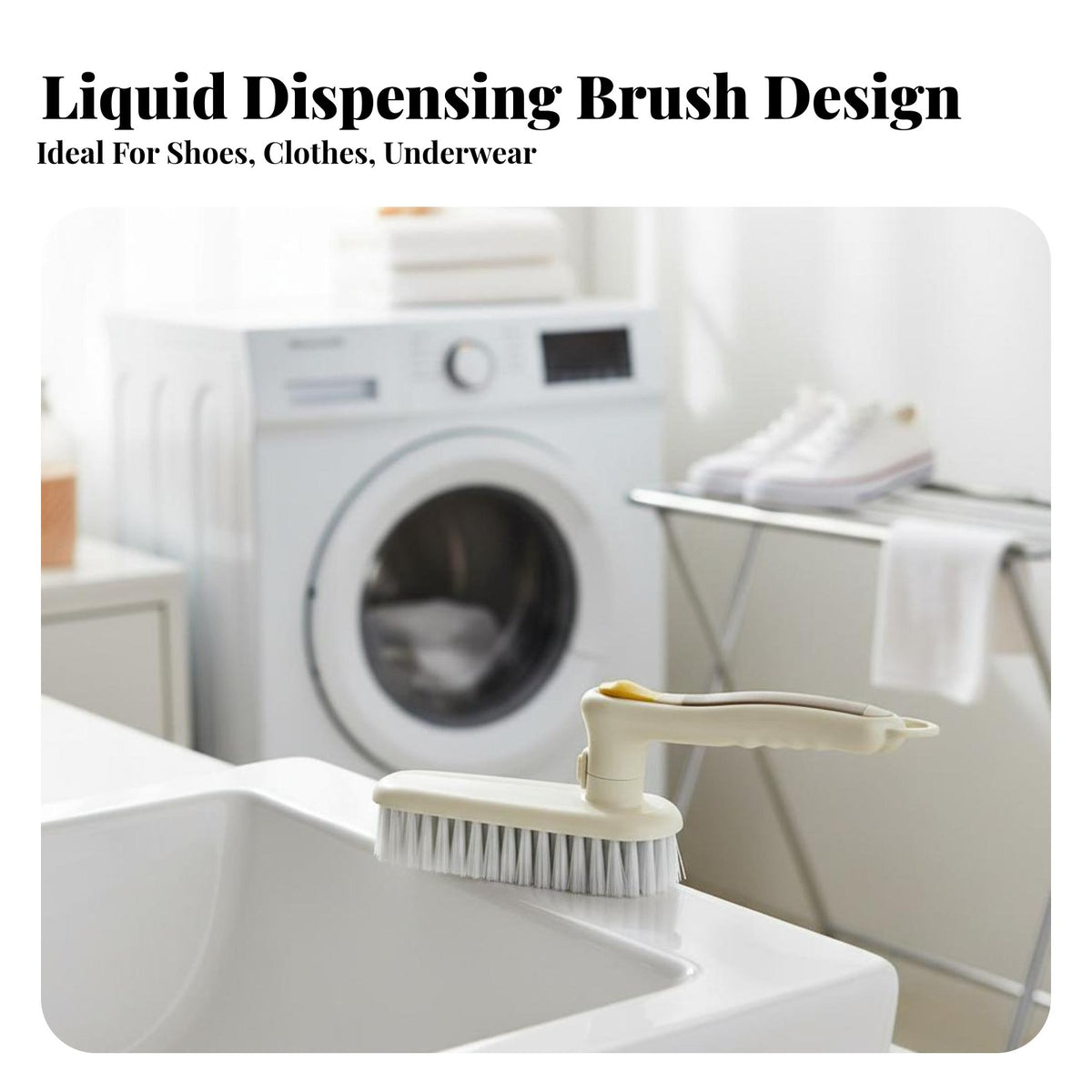 Liquid Dispensing Shoe Brush Versatile Liquid Adding Shoe Brush Multifunctional Push Button Cleaning Tool for Homeowners, Homemakers, Home, Travel