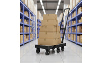 Flatbed Cart with Handle 6-Wheel Foldable Hand Cart Heavy Duty Folding Hand Truck for Office