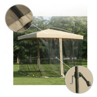 Cantilever Umbrella with Offset Mesh Patio Umbrella with Mesh Screen Hanging for Backyard, Garden