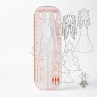 Fashion Design Stencil Ruler Transparent Fashion Illustration Template Clear Ruler with Human Figure Outline for Illustrators, Garment Drafting