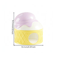 Dome Top Ceramic Hamster Hideout Geometric Pattern Hamster Cooling Shelter Embossed Ice Cream Cone Hideout Circular Doorway for Hamsters