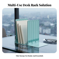 Space-Saving Expandable Desktop book stand Multi-Compartment Book Stand Large Capacity Desk Organizer adaptable for Students, educators, Adults, Study Room