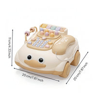 Musical Telephone Toy Car Interactive Toy Phone with Piano Keys Play Phone Push-Along Play Keys Sensory for Toddlers, Playroom