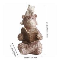 Resin Bear Ornament Creative Craft Modern Bear Statue Eye-Catching Accent House Decoration for Book Lovers, Living Room, Entryway