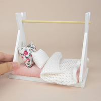 1/12 Tent-Style Doll Bed Textile Bedding Wooden Doll Bed Realistic Details