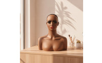 Mannequin Head with Shoulders Realistic Hairpiece Head with Shoulders Dark Skin Tone for Stylists