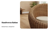 3 Pieces Hand-Woven Spherical Wicker Chair Set Natural Aesthetic Indoor Furniture Bohemian design Lounge Seating Sturdy Construction for Homeowners, Interior Designers, Adults, Living Room, Bedroom, Sunroom, Balcony