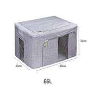 Clothes Organizer with Window Space-Saving Foldable Storage Box Textile Storage Bin Large Capacity Sturdy for Students, Closet