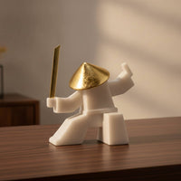 Tabletop Figurine Abstract Fighter Figurine Geometric Statue for Homeowners, Art Collectors, Office, Bookshelf