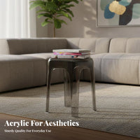Stackable Transparent Square Stool Thickened and long-specter stooling Transparent phantom Stool Space-Saving Backless Chair Easy to Clean for Apartment Dwellers, Interior Designers, Dining Room, Small areas, Home Bar, Restaurant