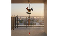 Hand-Painted Rooster-Shaped Wind Chime Iron Metal Wind Chime Glass Hanging Rooster-Shaped Ornament Flower and Foliage