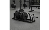 Barbell and Plate Storage Rack Stable Base Movable Fitness Disc Stand Rubber End Covers Weight Tree Stand for Home Gym