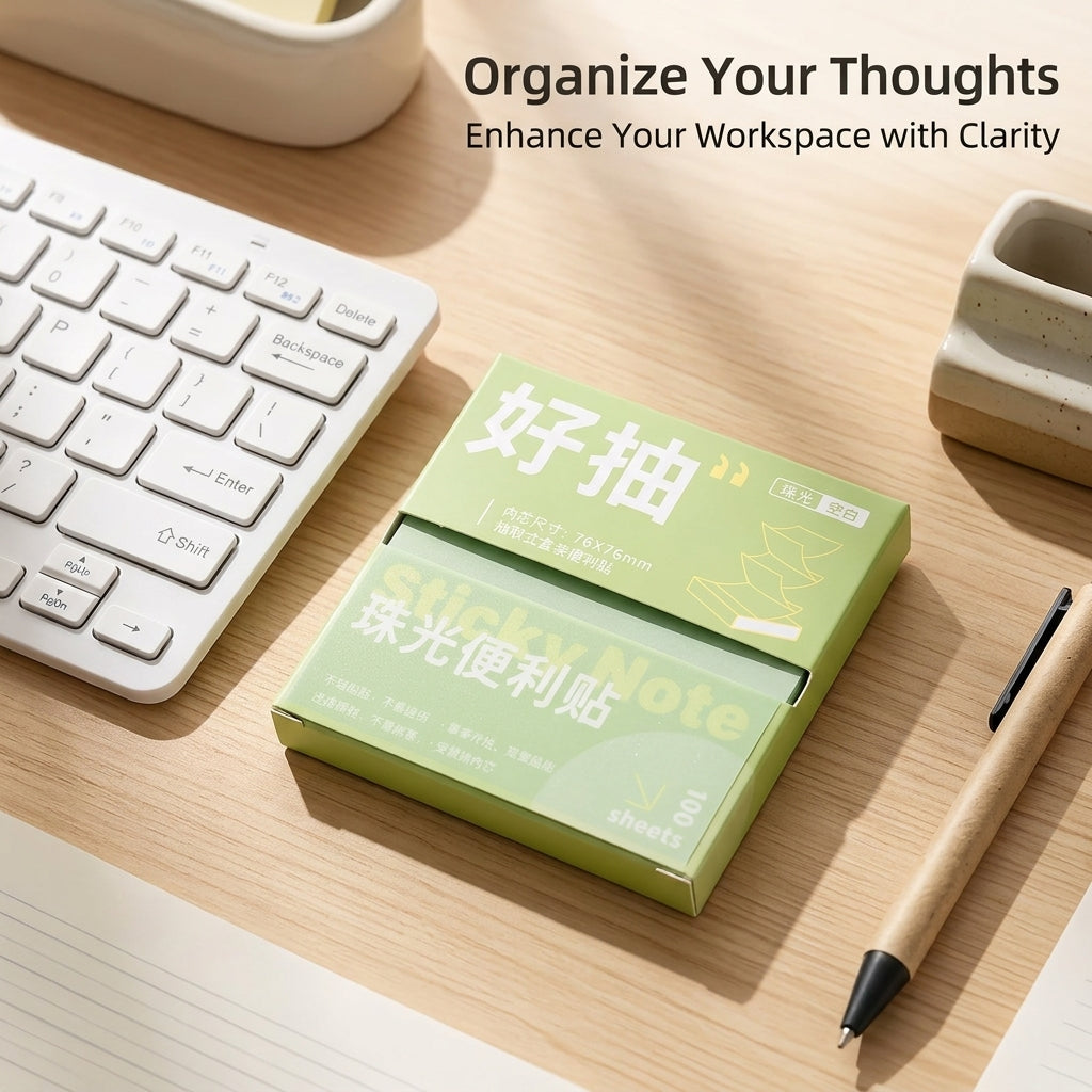 Transparent Frosted Pull Out Sticky Notes, Self Memo Pads for Students Studying Note Taking, Removable Reminder 76mm X 76mm