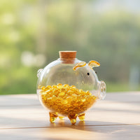 Glass Piggy Bank Transparent Piggy Bank Clear Money Box for Kids, Collectors, Desk, Shelf, Bedroom