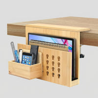 Desk Storage Organizer with Adjustable Pen Holder, Desktop Office Rack, Wood Grain Magazine for Home Professionals