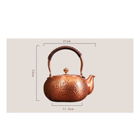 Large Capacity Hammered Copper Teapot Exposed Flame Safe Stovetop Tea Kettle Kitchenware for Home