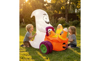 Outdoor Inflatable Ghost with Pumpkin Cart Inflatable Ghost with Cart Weather-Resistant Yard Decoration Waterproof for Lawn