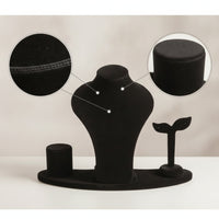 4 Pieces Jewelry Display Set Flocked Jewelry Display with Base Velvet for Vanity