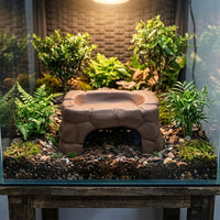 Large Ceramic Turtle Basking Ledge, Multi-Functional Turtle Decor for Hiding and Ascending, Heat-Resistant Porous Habitat Decoration