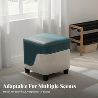 Color-Block Design Upholstered Cube Pouf Minimalist Design Low Stool High Load Bearing Ottoman Accent Seat for Families, Homeowners, Living Room, Entryway, Bedroom, Nursery