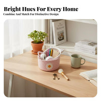 Decorative Woven Rope Basket Multi-Functional Desktop Organizer Space-Saving Sundries Holder Giftable for Makeup Users, Office Workers, Students, Desk, Bedroom, Living Room, Entryway