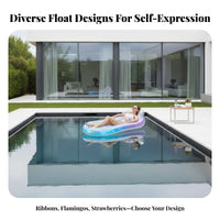 Inflatable Pool Lounger with Armrests Cooling Mesh Seat Water Lounger Portable Water Recliner Raft for Adults, Beach, Lake, Vacation