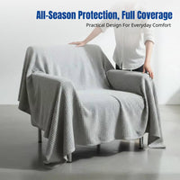 Nordic Sofa Cover, Full Wrap Dustproof Couch Slipcover, Plush, Minimalist Design, All-Season, Pet-Friendly, Multi-Size