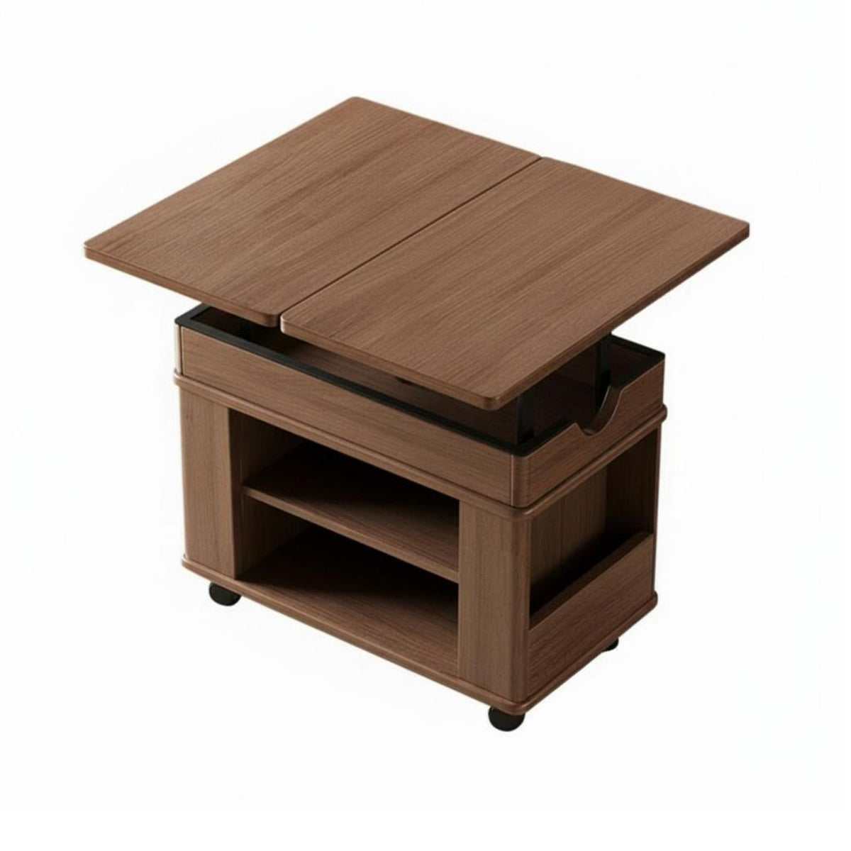 Lifting Top Trolley Table Mobile with casters Side Cabinet Retro Design for Hosts