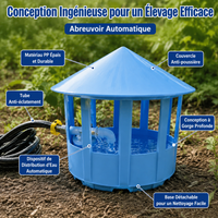 Automatic Chicken Waterer, Small Plastic Water Dispenser, Easy to Clean for Poultry