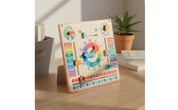 Wooden Calendar Clock Educational Kids Daily Calendar Board Colorful Design Multifunctional Learning Board for Preschoolers, Homeschooling