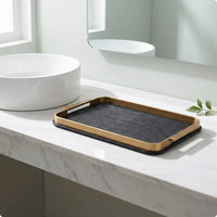 Leather Tray Contemporary Tray with Handles Decorative for Washroom