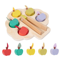 Color-Sorting Fruit Toy Hands-on Learning Wooden Fruit Matching Board Preschool Wooden Toy with Tweezers for Playroom