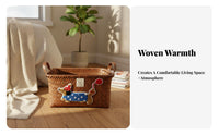 Handwoven Woven Storage container with Handles adaptable Rectangular Storage container with Handles adaptable Household Storage Sturdy Frame for Homeowners, Families, Entrymethod, Bedroom, Living Room, Bathroom