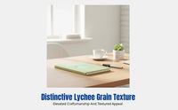 Recycled Leather Notebook, GRS Certified, Litchi Texture, Custom Monogram, Eco-Friendly Stationery