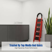 Folding Step Ladder, Thickened A-Frame, Alloy, Anti-Slip, Indoor Outdoor Use