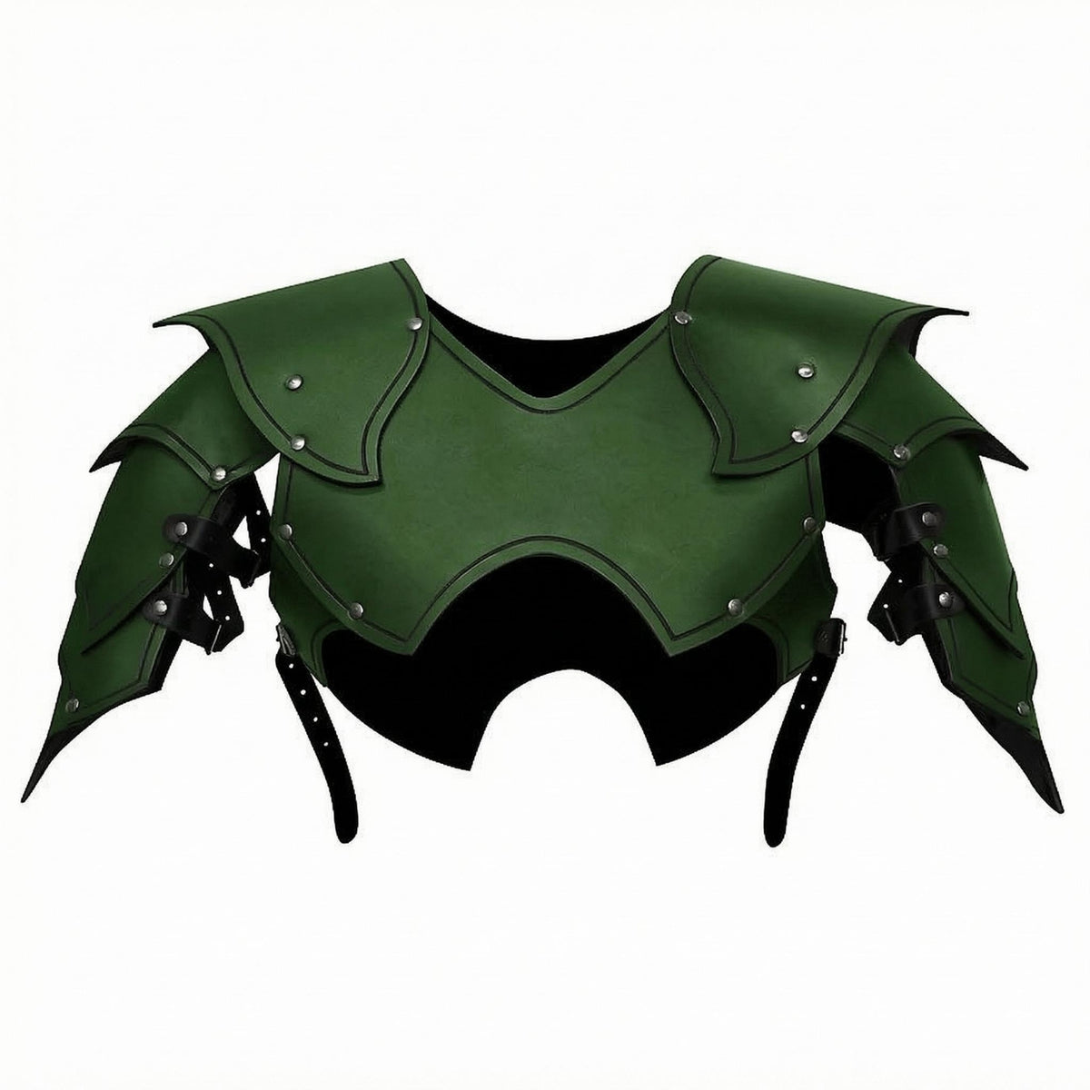 Leather-Like Cosplay Plate Riveted Trim Layered Chest Plate Scalloped Edge Medieval Chest Plate Side Straps for Cosplayers