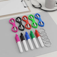 15 Pieces Foldable Scissors and Marker Pen Set Mini Marker and Scissors Keychain Kit Portable Cutting and Writing Tool Set for Nurses, Students, Teachers, Work, School