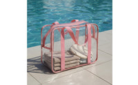 Large Capacity Clear PVC Tote Bag Easy to Clean Waterproof Cosmetic Bag Portable Clear PVC Pouch Lightweight for Women, Swimming, Beach