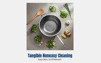 316L Stainless Steel Wok, Flat Bottom, Induction Compatible, Home Kitchen