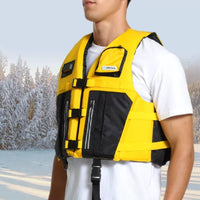 Multi-Pocket Design Adult Life Jacket Storage Pockets Fishing Life Vest Adjustable Straps Boating Safety Vest Long-Lasting Oxford Material for Adults, Rafting