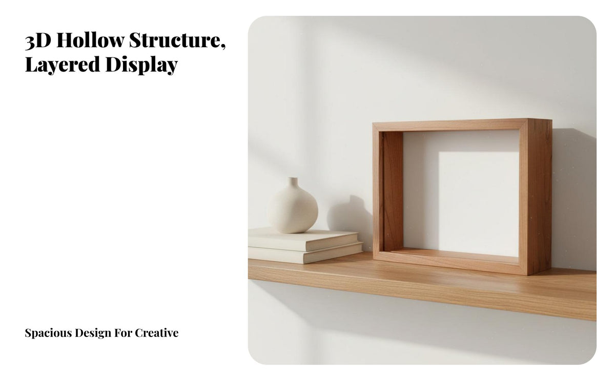 Hardwood Wood Display Box DIY Easy to Assemble Deep Picture Display Frame Wood and Glass Display Box Ready to Hang for Desktop