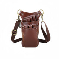Large Capacity 6 Slot Barber Pouch Long-Lasting Leather Scissors Bag Retro Hardware Buckle Hair Stylist Waist Bag for Barbers, Pet Groomers, Salon, Barbershop