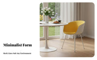 Nordic Design Upholstered Shell Chair sturdy Wood Legs Seating Furniture Modern Minimalist Padded Seat for homeowners, Office Workers, Adults, Dining Room, Restaurant, Kitchen, perusing corner
