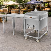 Commercial Pizza Oven for Catering Businesses, Portable Gas Outdoor Pizza Oven with Grill, Black Metal Heavy Duty Restaurant Pizzeria